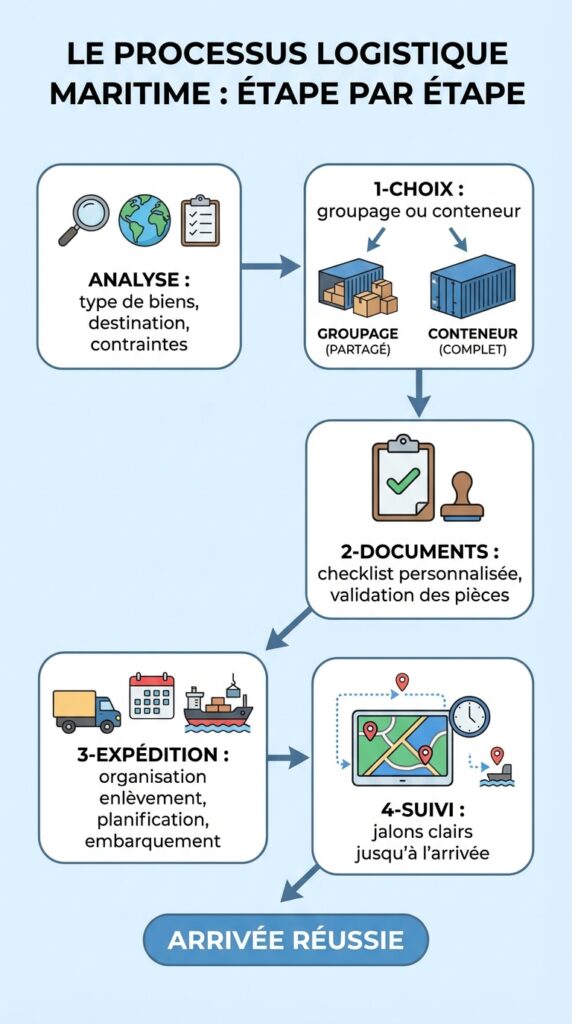 Déménagement maritime international 4 Étapes d’un déménagement maritime france afrique